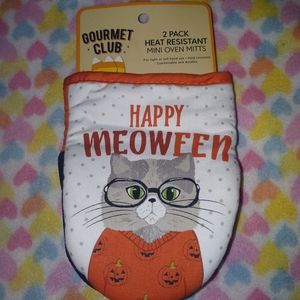 2 PC. MINI HEAT RESISTANT OVEN MITTS (HAPPY MEOWEEN)